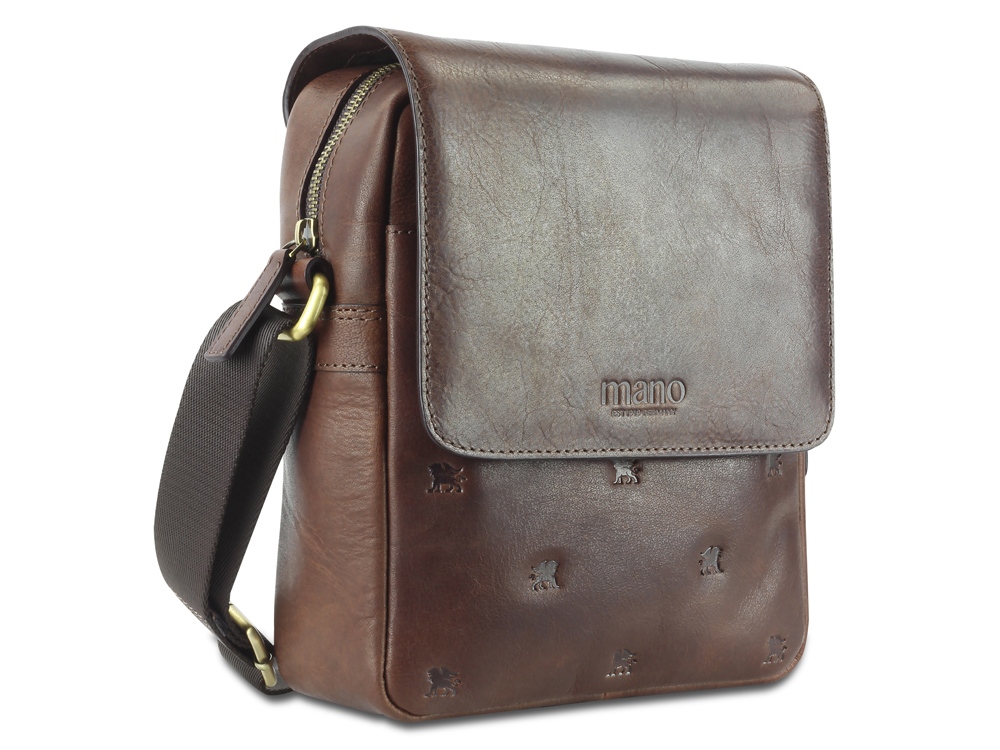 Сумка через плечо Mano Don Leon, натуральная кожа в коричневом цвете, 20 х 25 х 8 см — изображение 3