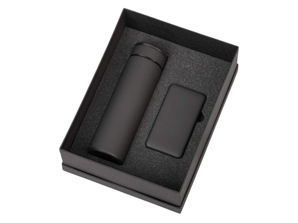 Подарочный набор с термосом и повербанком С1, черный — изображение 2