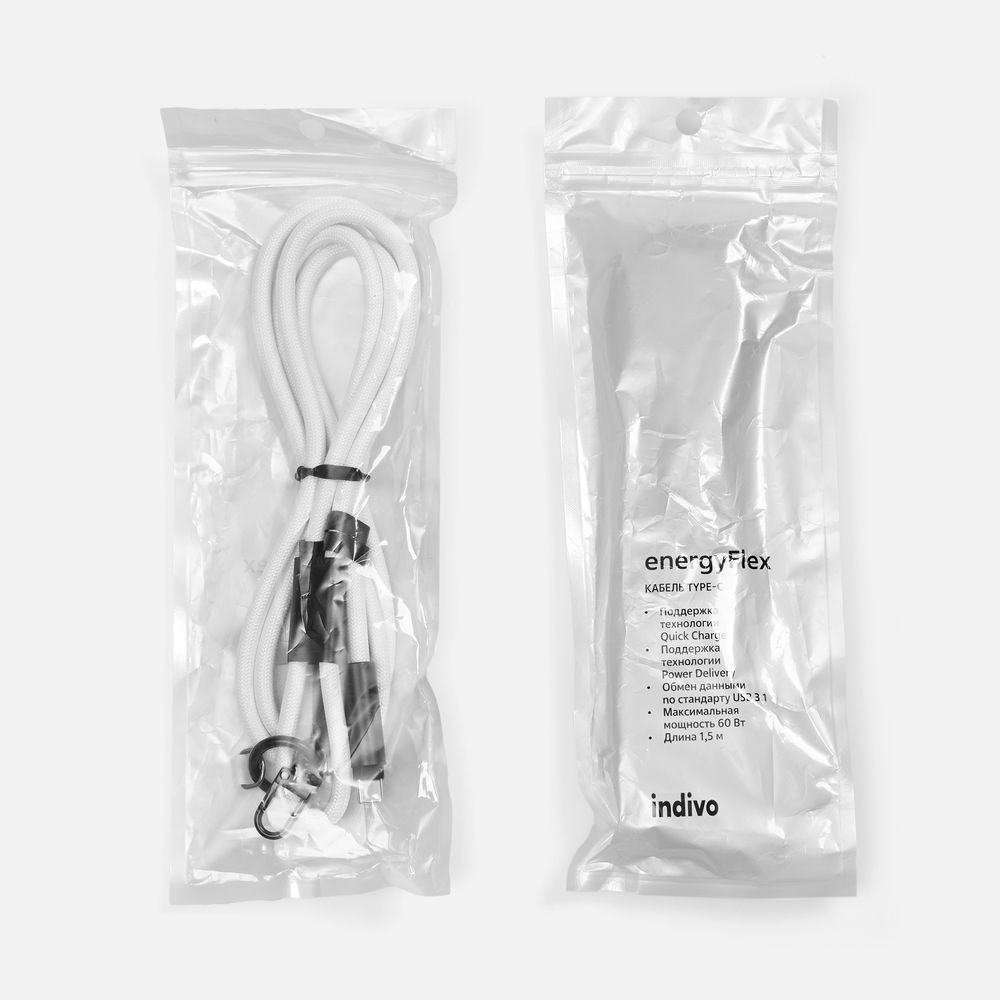 Кабель-ланьярд energyFlex Power Delivery 60 Вт, белый — изображение 9