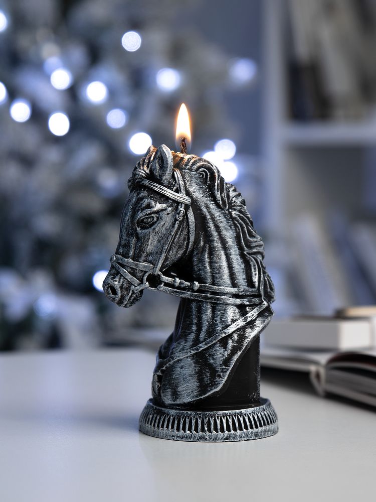 Свеча фигурная «Бюст лошади», серебристая — изображение 5