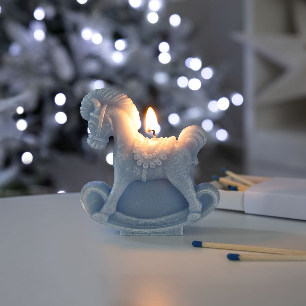 Свеча фигурная «Лошадка-качалка», голубая — изображение 5