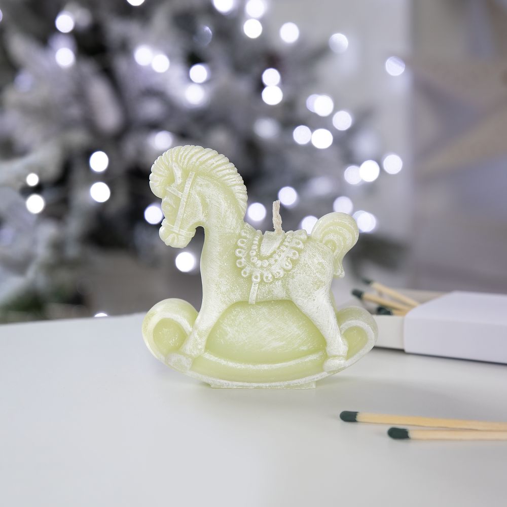 Свеча фигурная «Лошадка-качалка», светло-зеленая — изображение 4