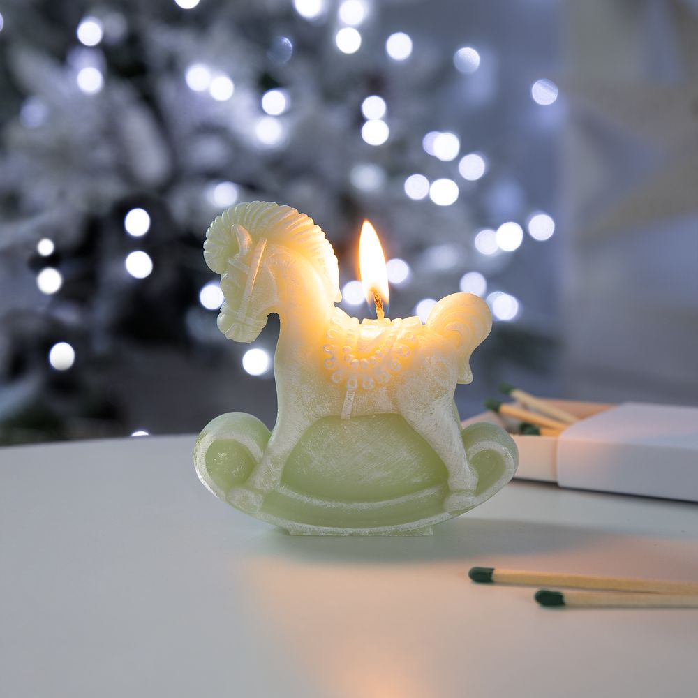 Свеча фигурная «Лошадка-качалка», светло-зеленая — изображение 5