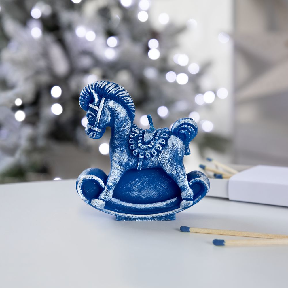 Свеча фигурная «Лошадка-качалка», синяя — изображение 4