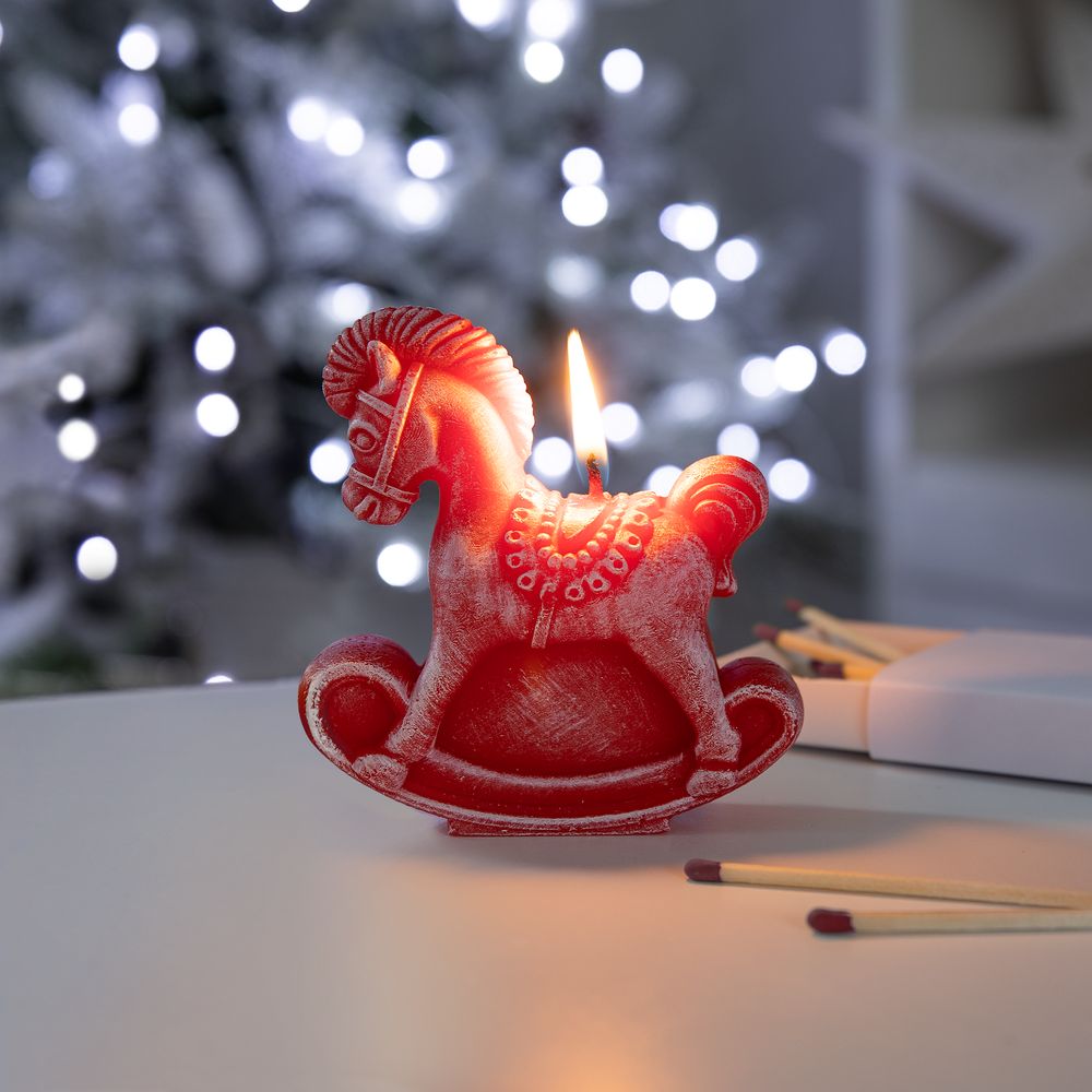 Свеча фигурная «Лошадка-качалка», красная — изображение 5