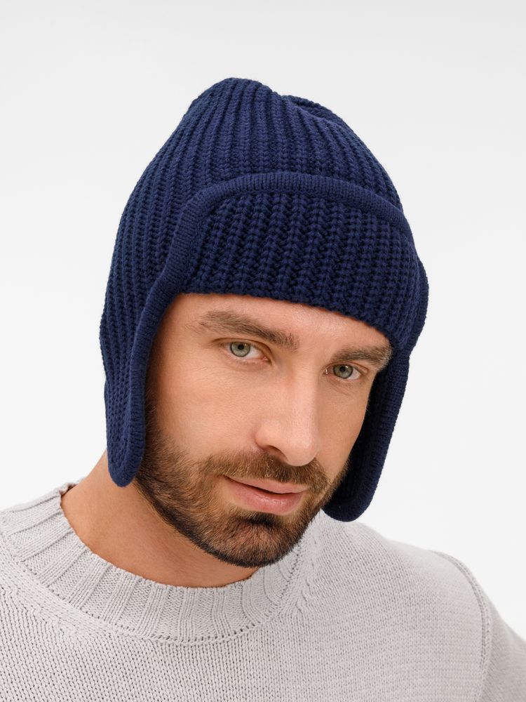 Шапка-ушанка Catch Match, темно-синяя — изображение 4