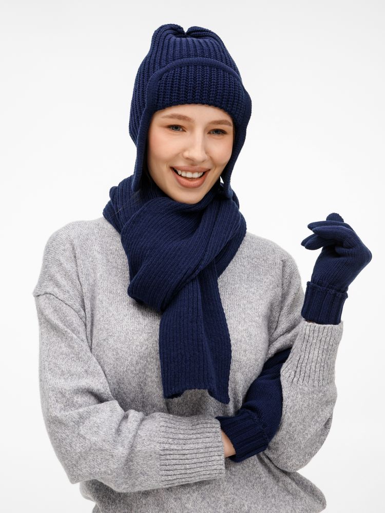 Шапка-ушанка Catch Match, темно-синяя — изображение 8