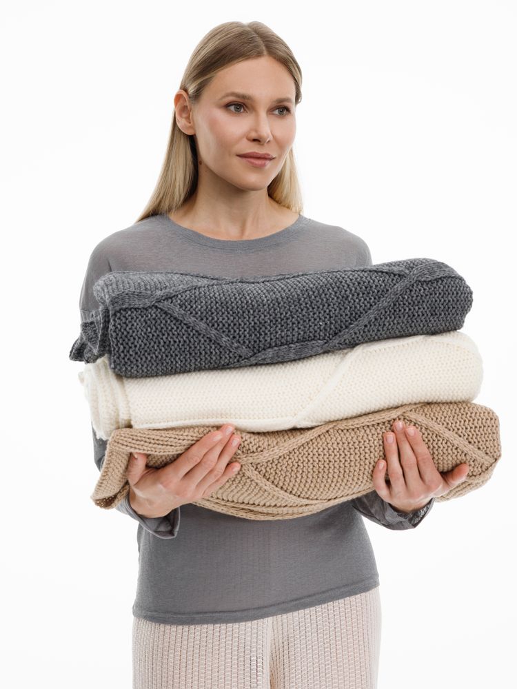 Плед Curve Verve, бежевый меланж — изображение 8