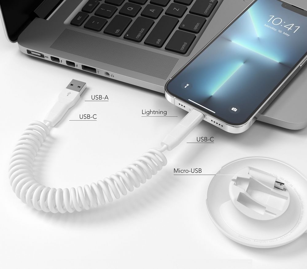 Кабель Vonmahlen Allroundo Eco для быстрой зарядки, белый — изображение 4