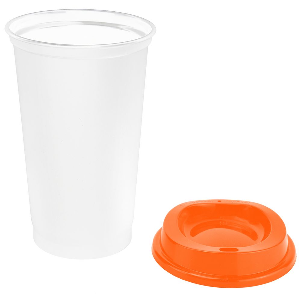Стакан с крышкой Color Cap White, белый с оранжевым — изображение 2