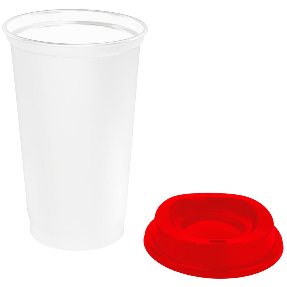 Стакан с крышкой Color Cap White, белый с красным — изображение 2