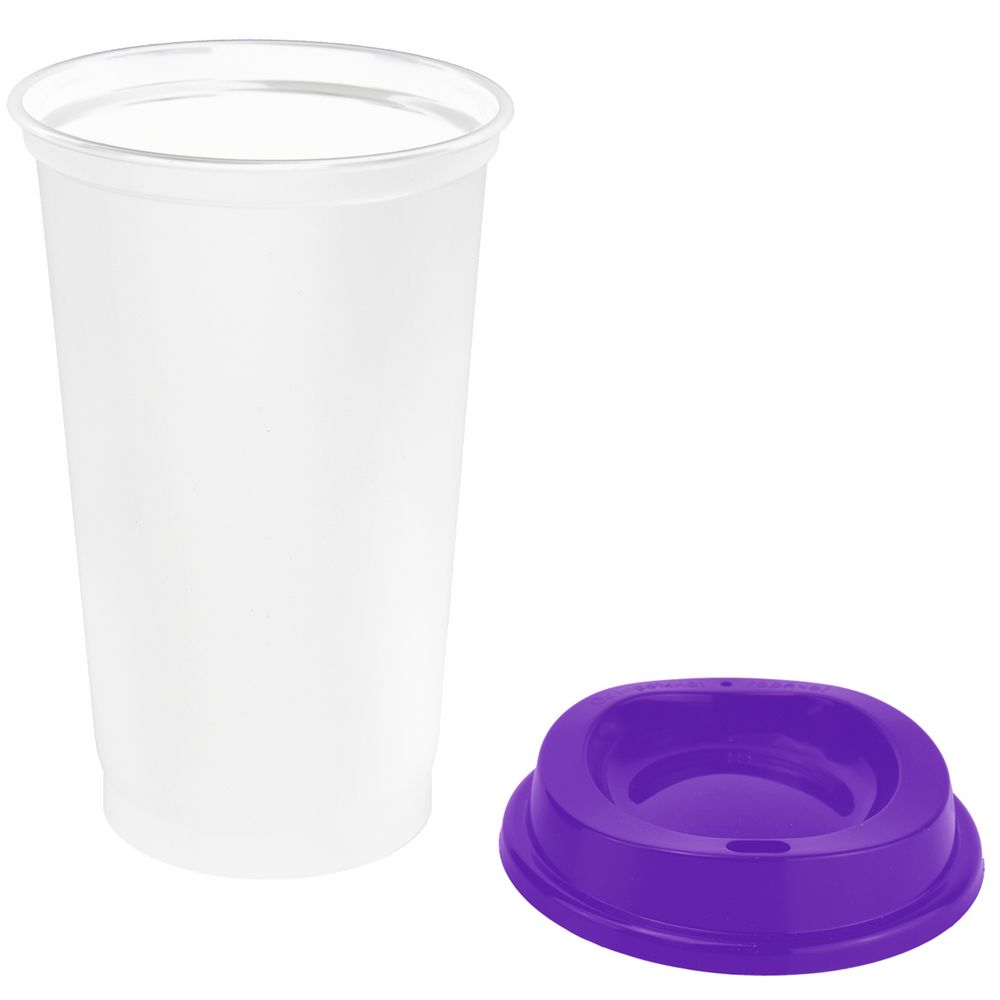Стакан с крышкой Color Cap White, белый с фиолетовым — изображение 2