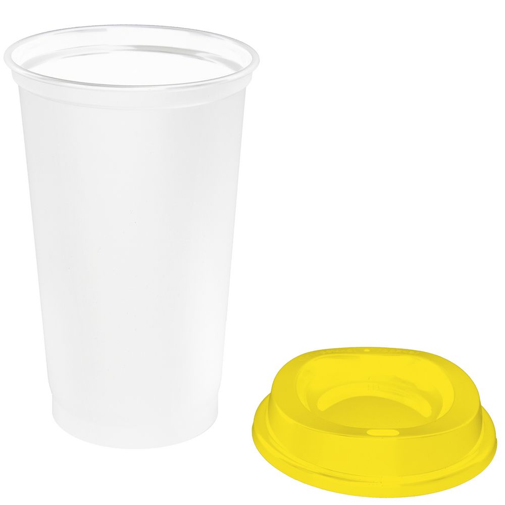 Стакан с крышкой Color Cap White, белый с желтым — изображение 2