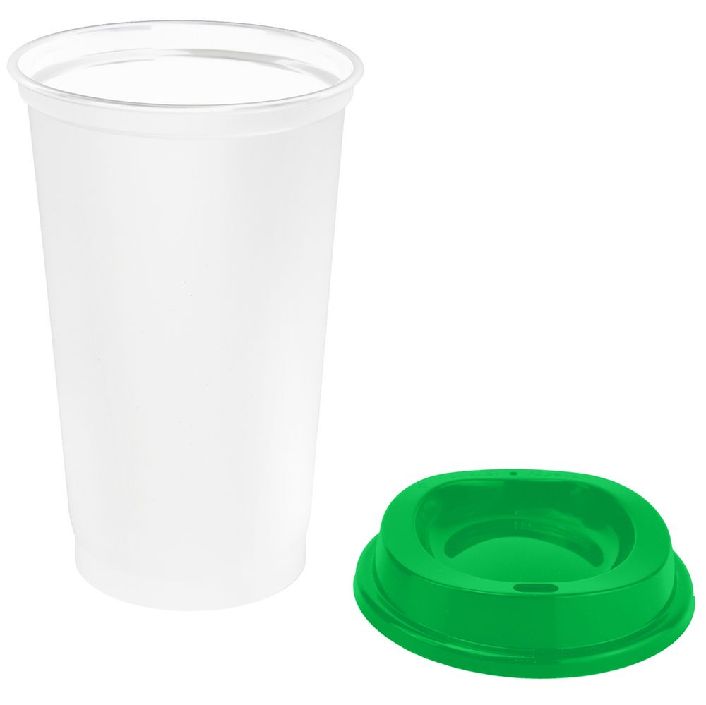 Стакан с крышкой Color Cap White, белый с зеленым — изображение 2