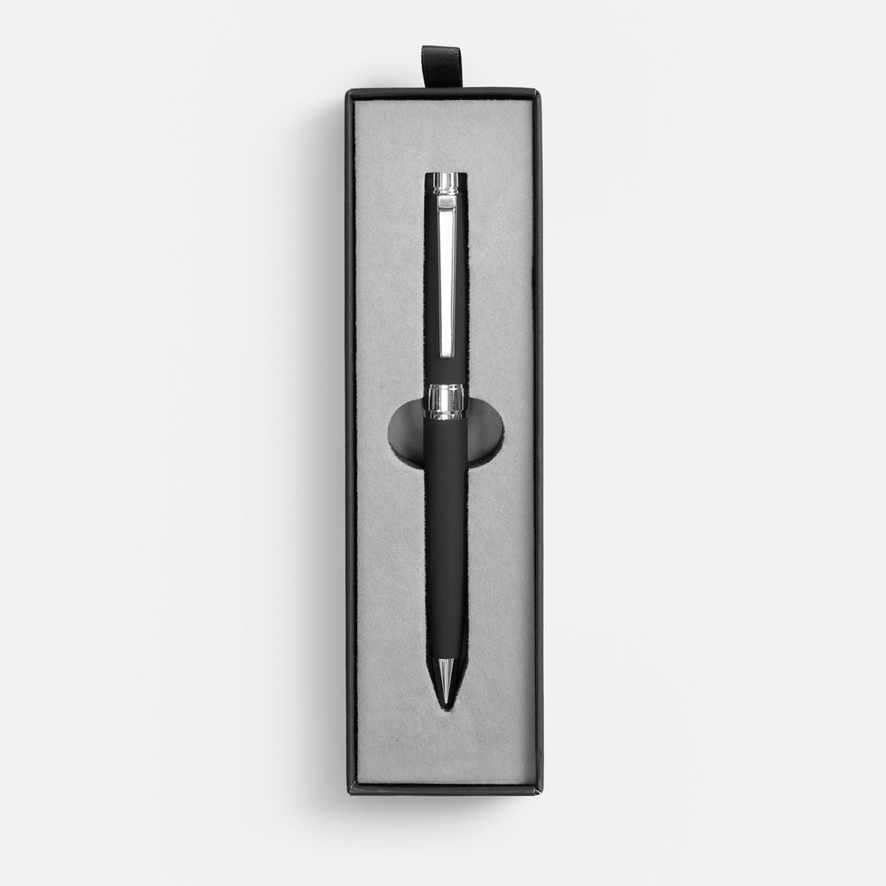 Ручка шариковая Broad Ring Soft Touch в футляре, черная — изображение 2