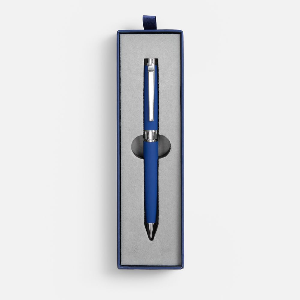 Ручка шариковая Broad Ring Soft Touch в футляре, синяя — изображение 2