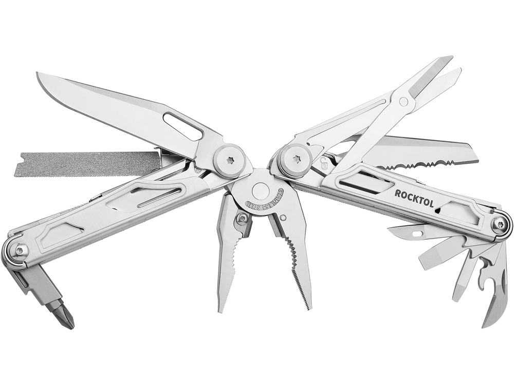 Мультитул Rocktol 29 в 1 со сменными резцами и пилой, нержавеющая сталь, нейлоновый чехол — изображение 2