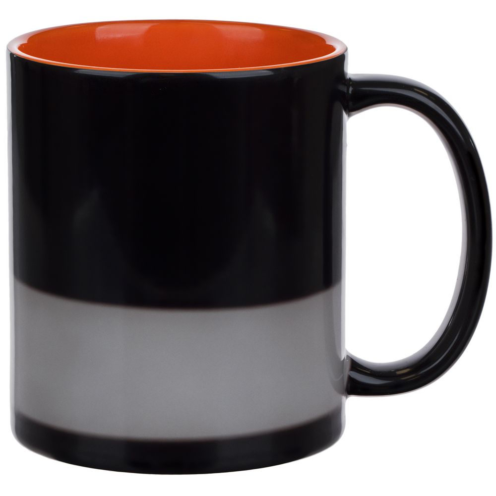 Кружка-хамелеон On Display, глянцевая, черная с оранжевым — изображение 5