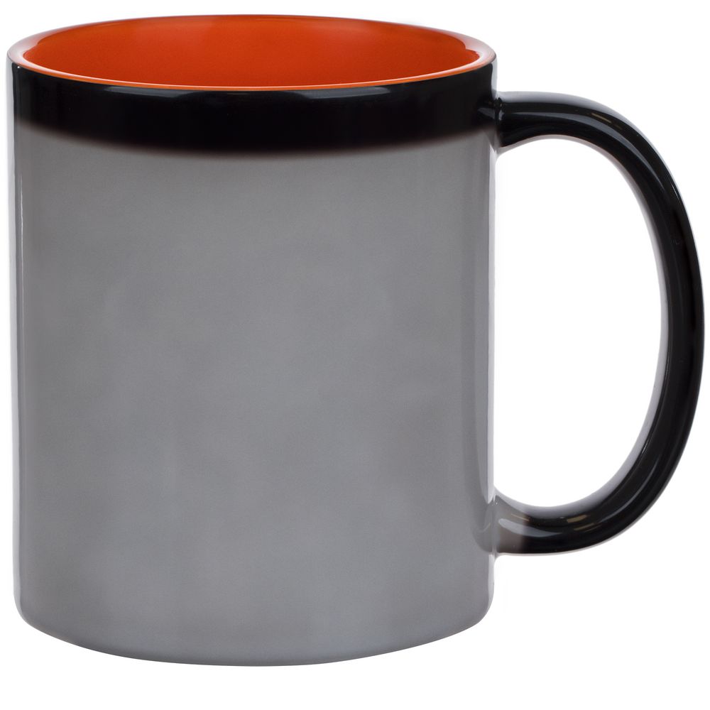 Кружка-хамелеон On Display, глянцевая, черная с оранжевым — изображение 3