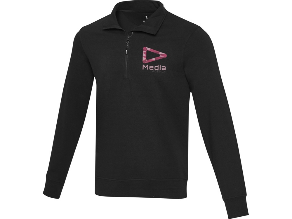 Tin унисекс-свитер с молнией из переработанных материалов Aware™ - сплошной черный — изображение 4