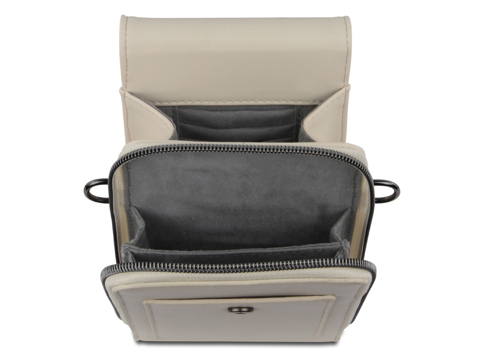 Сумка наплечная BUGATTI Almata, бежевая, полиуретан, 11х4х19 см — изображение 3