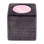 Свеча в декоративном подсвечнике, цв. эбен, аром. роза