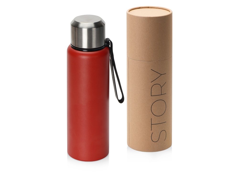 Вакуумный термос Story c покрытием powder, тубус, красный