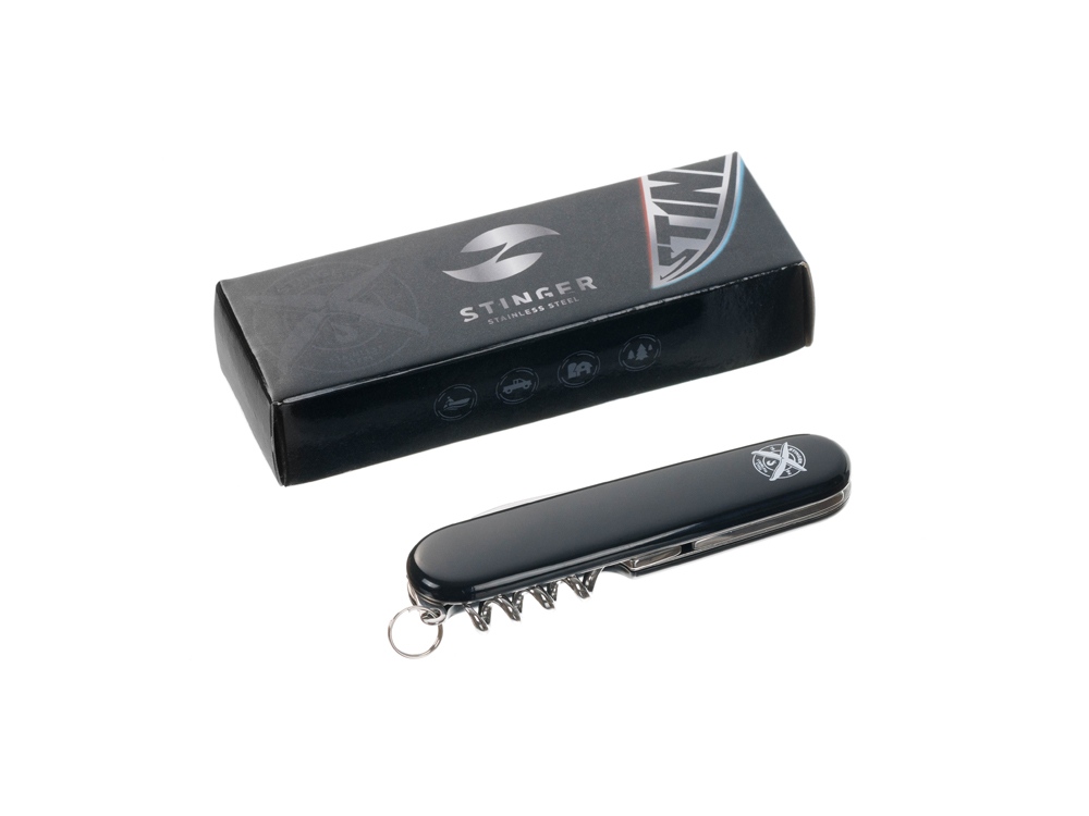 Нож перочинный Stinger, 90 мм, 4 функции, материал рукояти: АБС-пластик (черный) — изображение 9