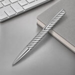 Ручка шариковая металлическая Elegance из карбонового волокна, серебристый