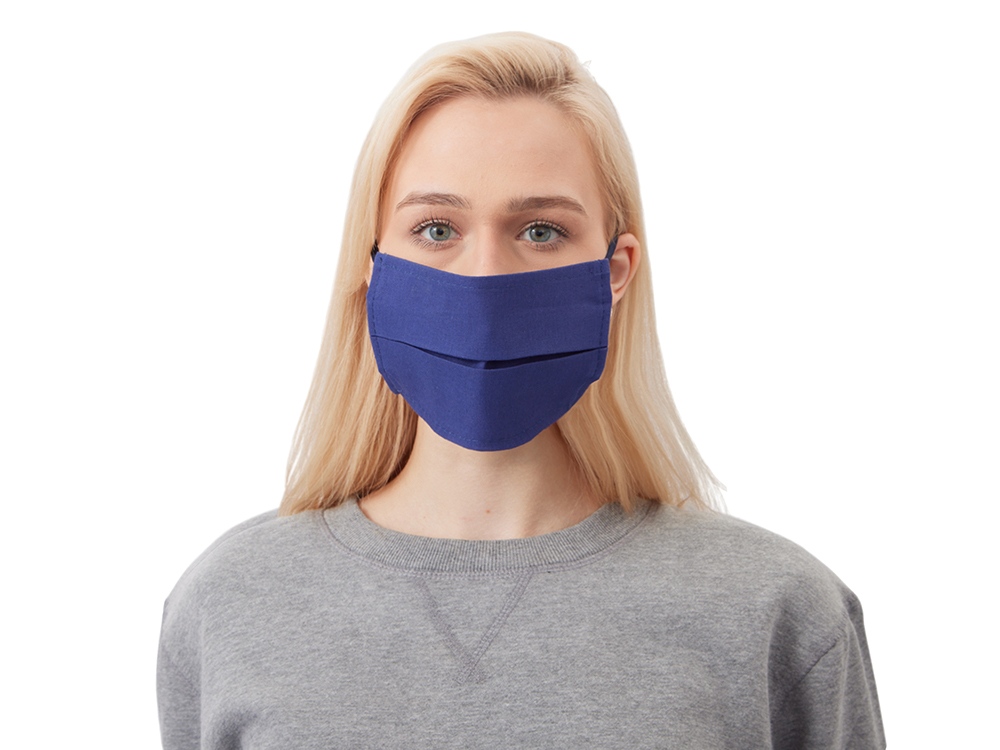 Маска для лица многоразовая из хлопка, синий — изображение 4