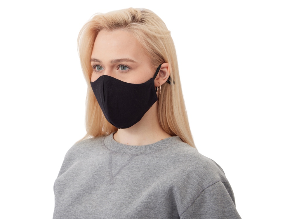 Маска для лица многоразовая с фиксаторами, черная — изображение 3
