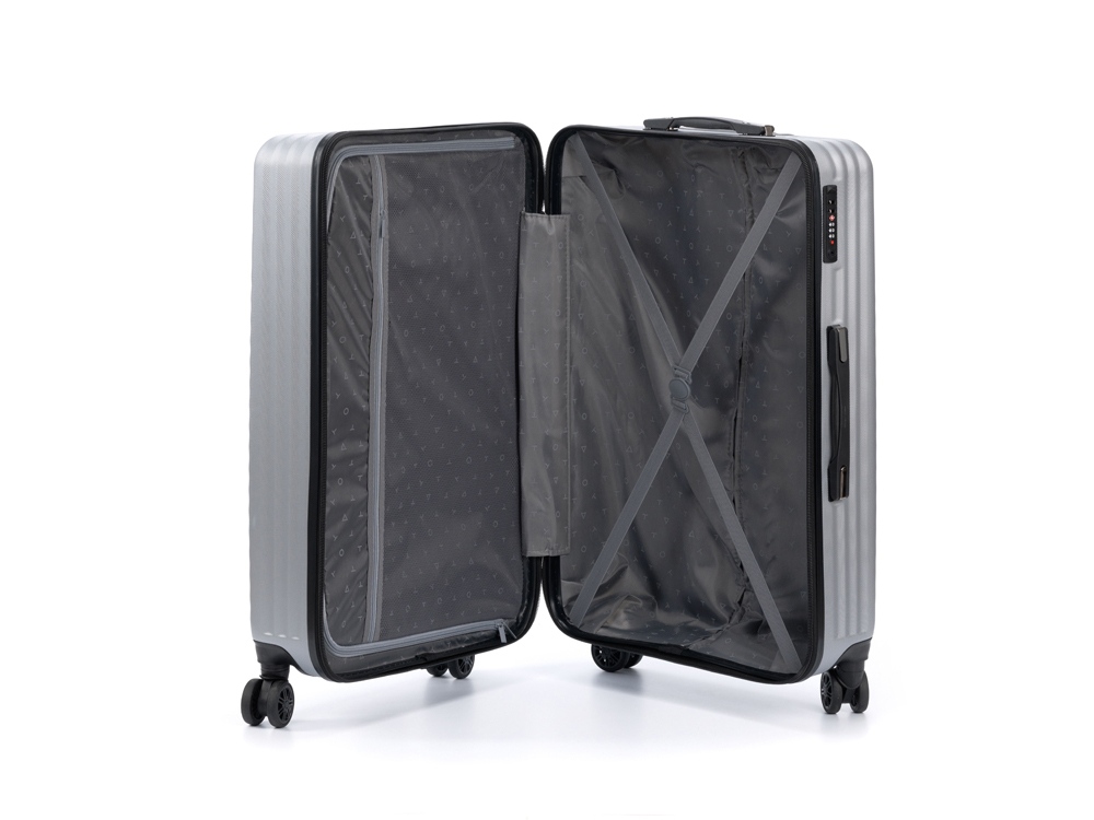 Чемодан TORBER Lama, серебристый, ABS-пластик, 49 х 29,5 х 77 см, 92 л — изображение 4