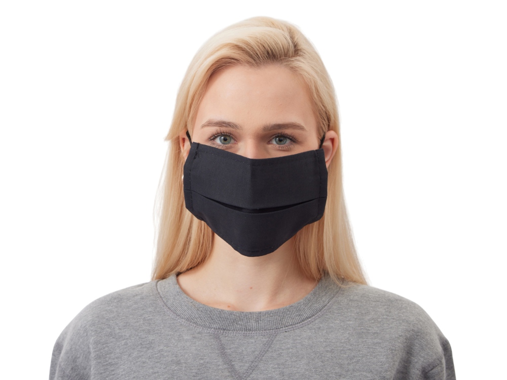 Маска для лица многоразовая из хлопка, черный — изображение 4