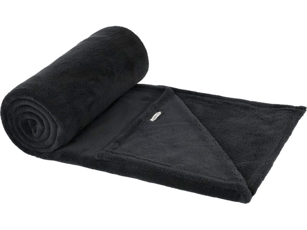 Плед Lily из синтетического трикотажного полотна из вторичного ПЭТ, черный — изображение 3