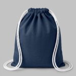 Рюкзак со шнурком Tenes из хлопка плотностью 140 г/м2, темно-синий