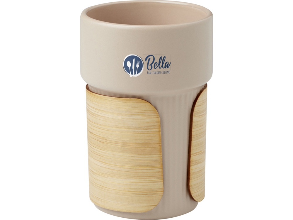 Fika стакан 340 мл с бамбуковым чехлом - бежевый овсяный — изображение 4