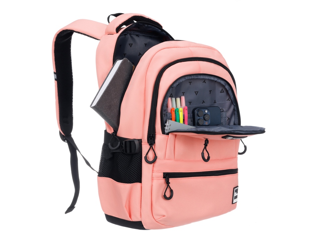 Рюкзак TORBER CLASS X, персиковый, 46 х 32 х 13 см + Мешок для сменной обуви в подарок! — изображение 5