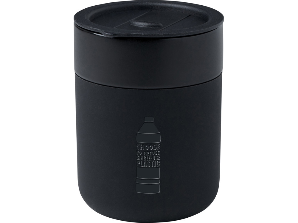 Java керамическая кружка емкостью 330 мл с силиконовой оберткой и пластиковой крышкой - сплошной черный — изображение 5