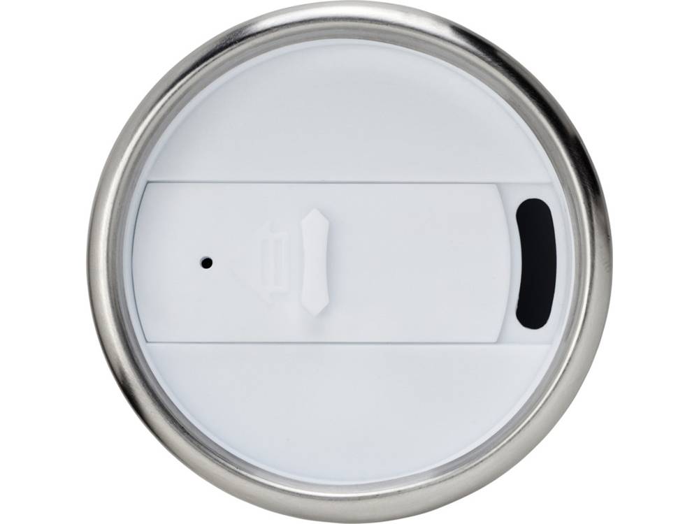 Термостакан Elwood из переработанной нержавеющей стали, 410 мл - Серебристый/Белый — изображение 3