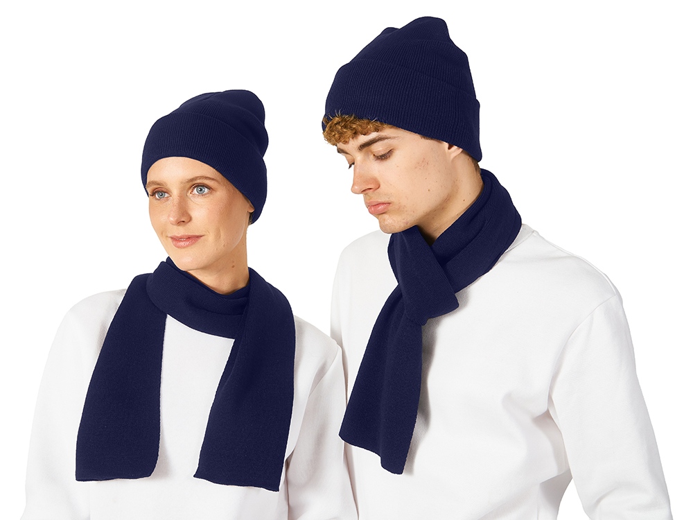 Подарочный набор с варежками, шарфом и термосом, темно-синий — изображение 9