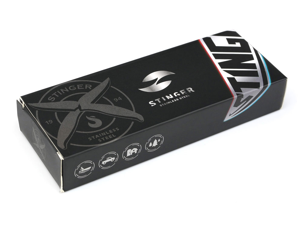 Нож складной Stinger, 71 мм, (чёрный), материал рукояти: сталь/дерево (коричневый) — изображение 4