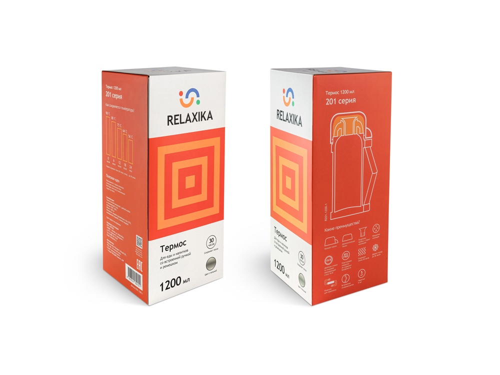 Термос универсальный (для еды и напитков) Relaxika 201, 1200 мл, стальной — изображение 15