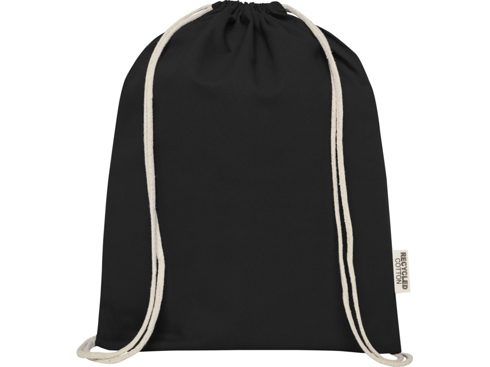 Oregon сумка-кисет из переработанного хлопка, сертифицированного согласно GRS, плотностью 140 г/м² - сплошной черный — изображение 2