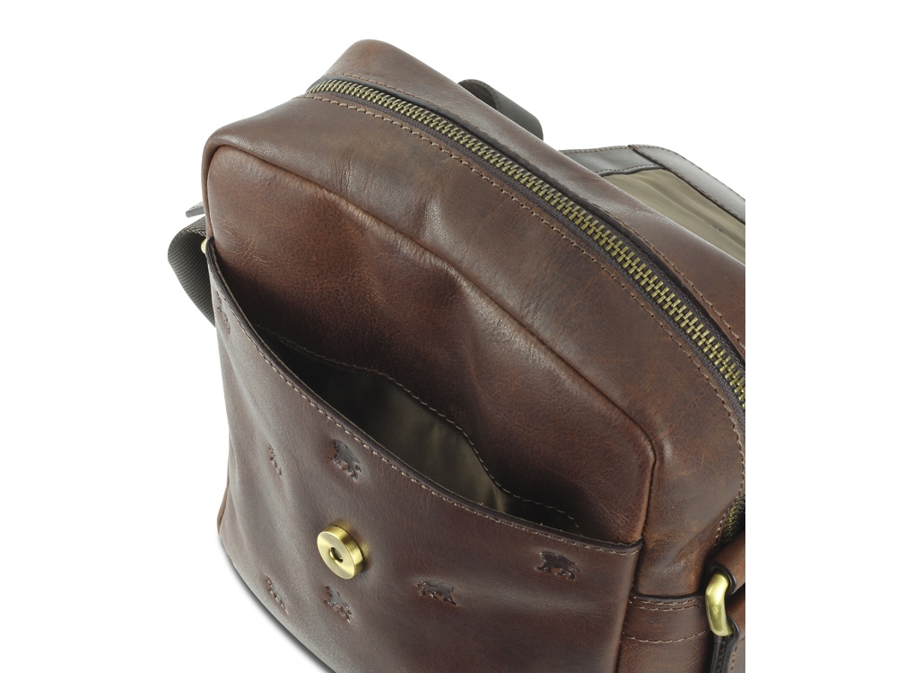 Сумка через плечо Mano Don Leon, натуральная кожа в коричневом цвете, 20 х 25 х 8 см — изображение 4