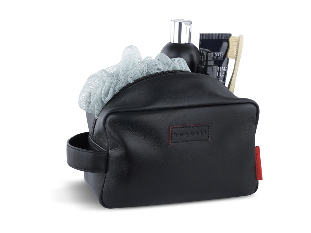 Несессер дорожный BUGATTI Clark, чёрный, воловья кожа/полиэстер, 20х10х13 см, 2,5 л — изображение 5