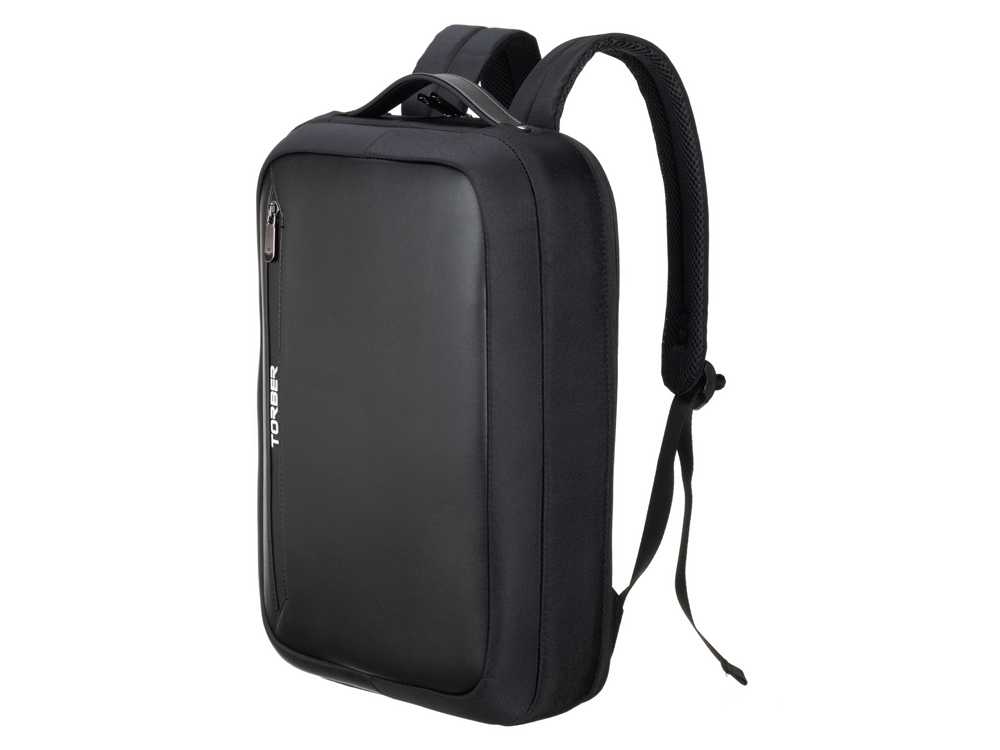 Рюкзак TORBER VOYAGE с отделением для ноутбука 15,6'', черный, нейлон/микрофибра, 30x12x42 см, 14л — изображение 2