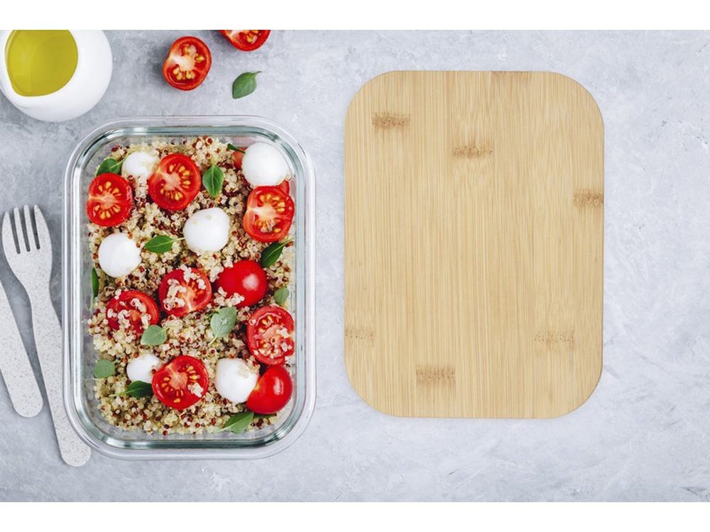 Roby Стеклянный контейнер для завтрака с бамбуковой крышкой - Natural / прозрачный — изображение 4