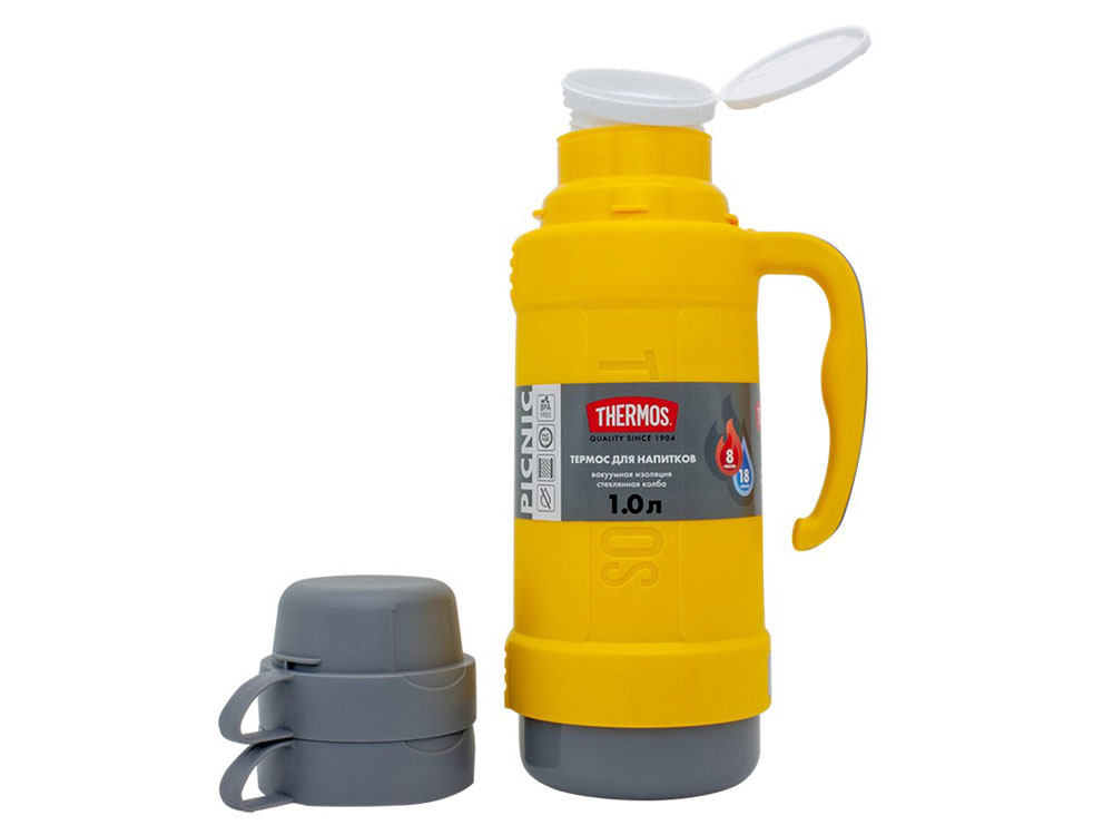 Термос со стеклянной колбой тм THERMOS PICNIC 40 Series Yellow 1,0L — изображение 5