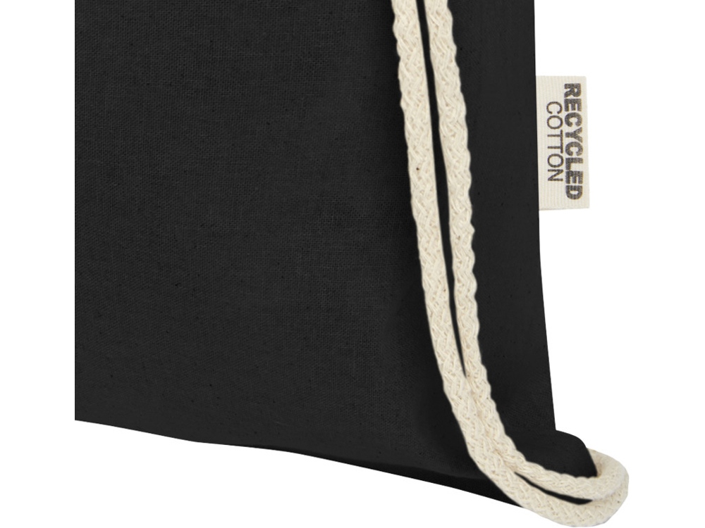 Oregon сумка-кисет из переработанного хлопка, сертифицированного согласно GRS, плотностью 140 г/м² - сплошной черный — изображение 4