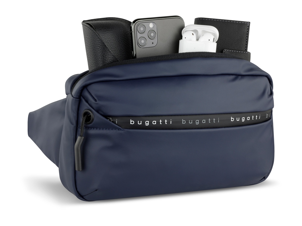 Сумка на пояс BUGATTI Blanc, синяя, тарпаулин/полиэстер, 26х5,5х13,5 см — изображение 5